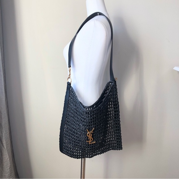 Saint Laurent YSL Oxalis Black Woven Leather Shoulder Bag - Picture 2 of 15